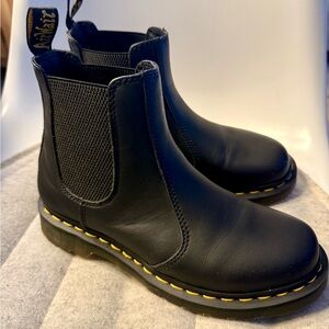 Dr. Martens NEW Black Combat Boots with Yellow Stitching